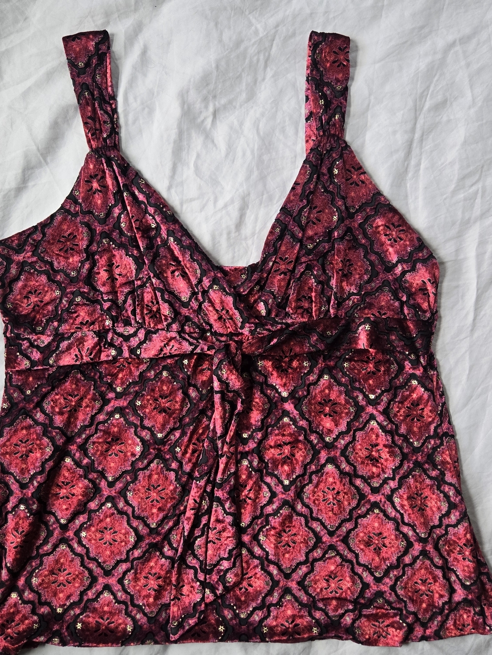 Vintage Femme Romantic Floral Velvet Burnout Baby Doll Tank Mystical Fairy